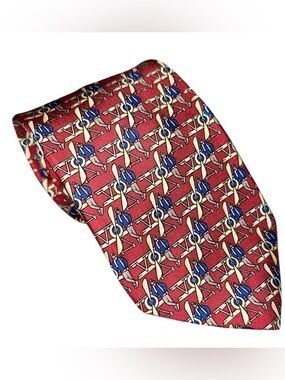Brooks Brothers Makers Tie Silk Red Aviation Pilot Propeller Plane 3.5x59” USA